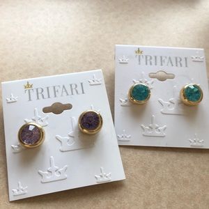 Turquoise and purple earrings